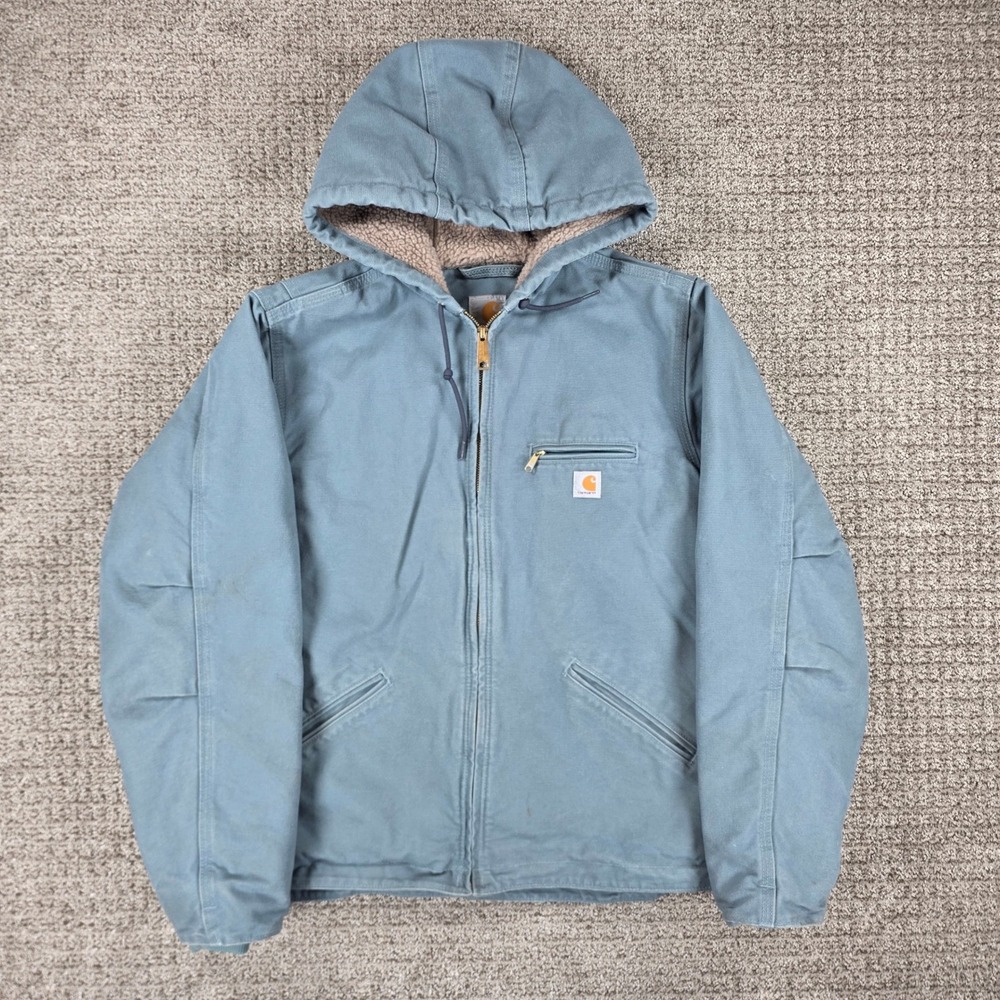 Carhartt WJ141-331 Sherpa Lined Sea Glass Light Blue Sierra Jacket Size Large